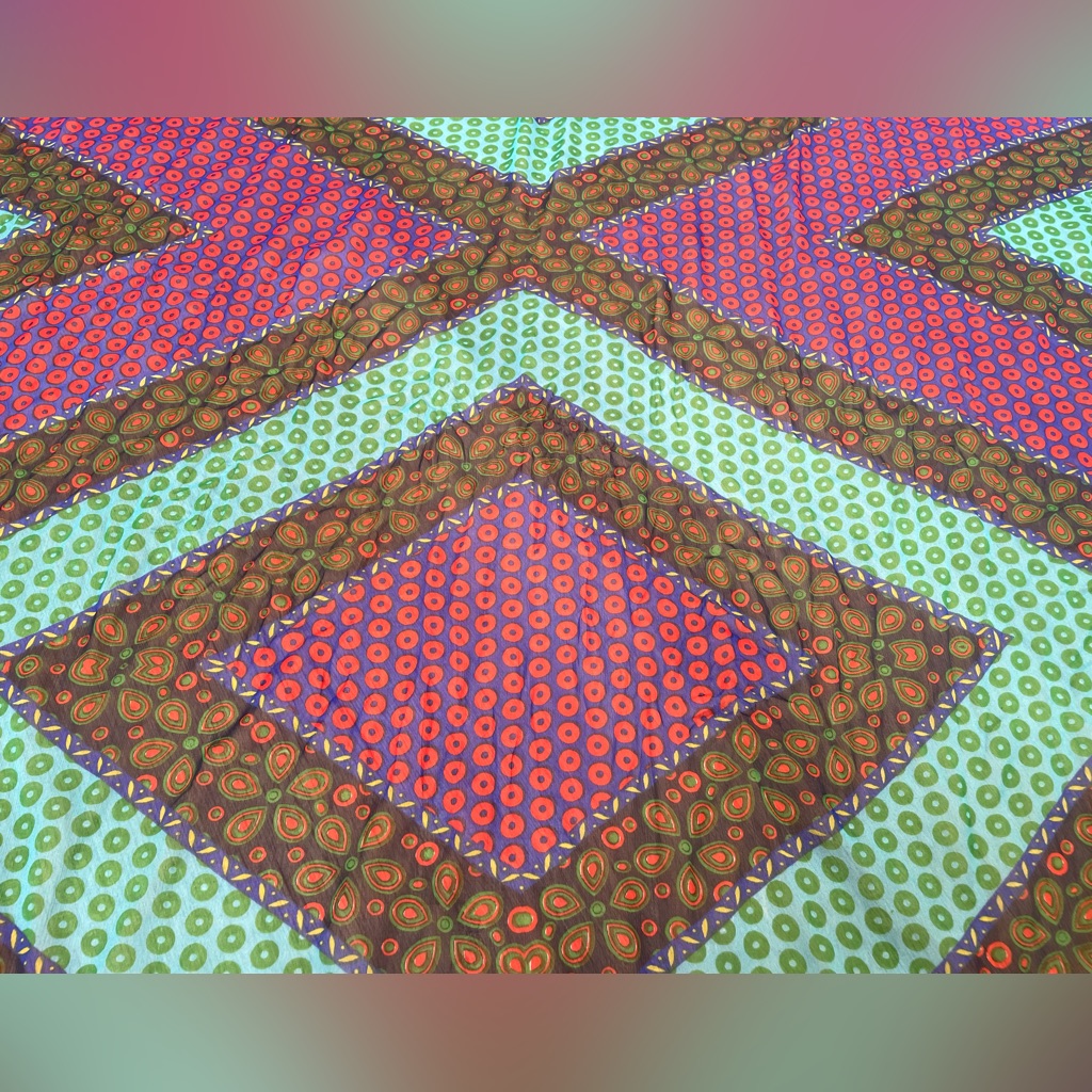 Large Paisley Scarf Geometric Polka Dots Multicolor Wrap Shawl